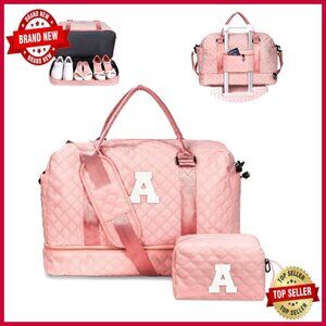 Personalized Duffle Bag with Shoe Compartment, Weekender Travel Tote